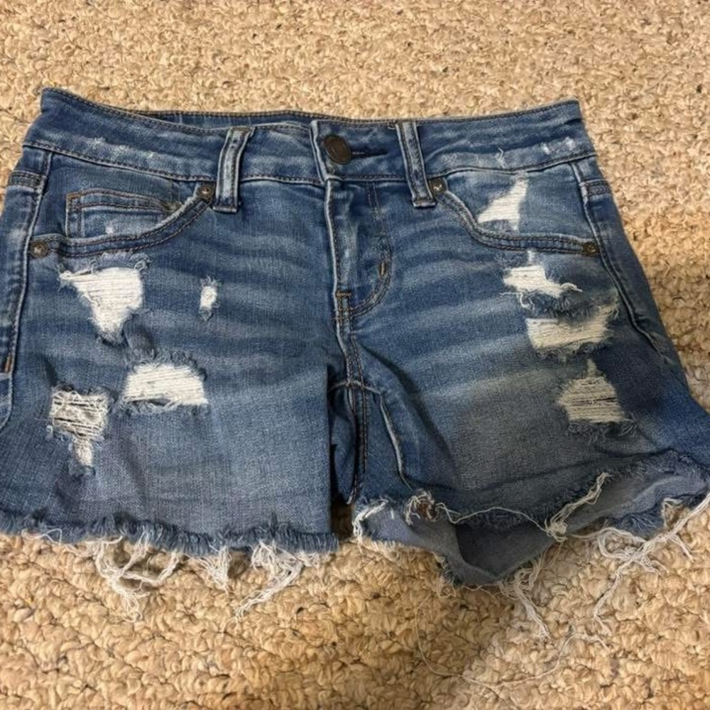 Distressed Blue Denim Shorts